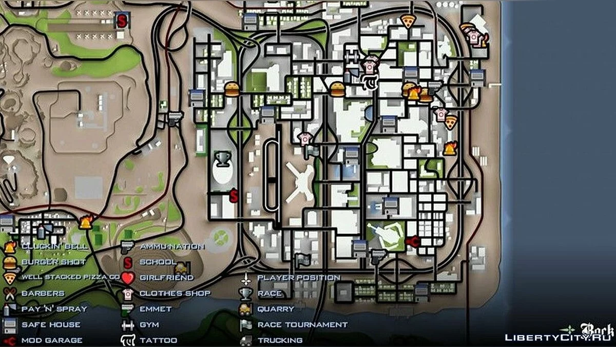 Mapa em resolução HD / GTA San Andreas (iOS, Android)