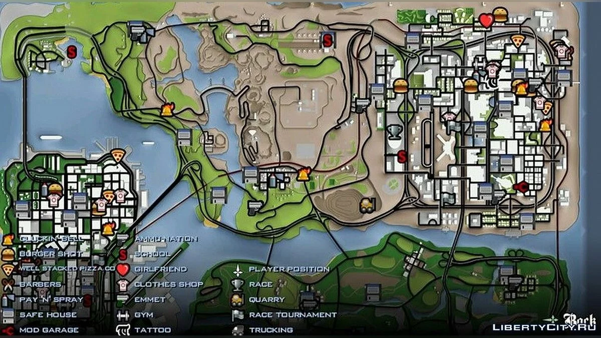 Mapa em resolução HD / GTA San Andreas (iOS, Android)