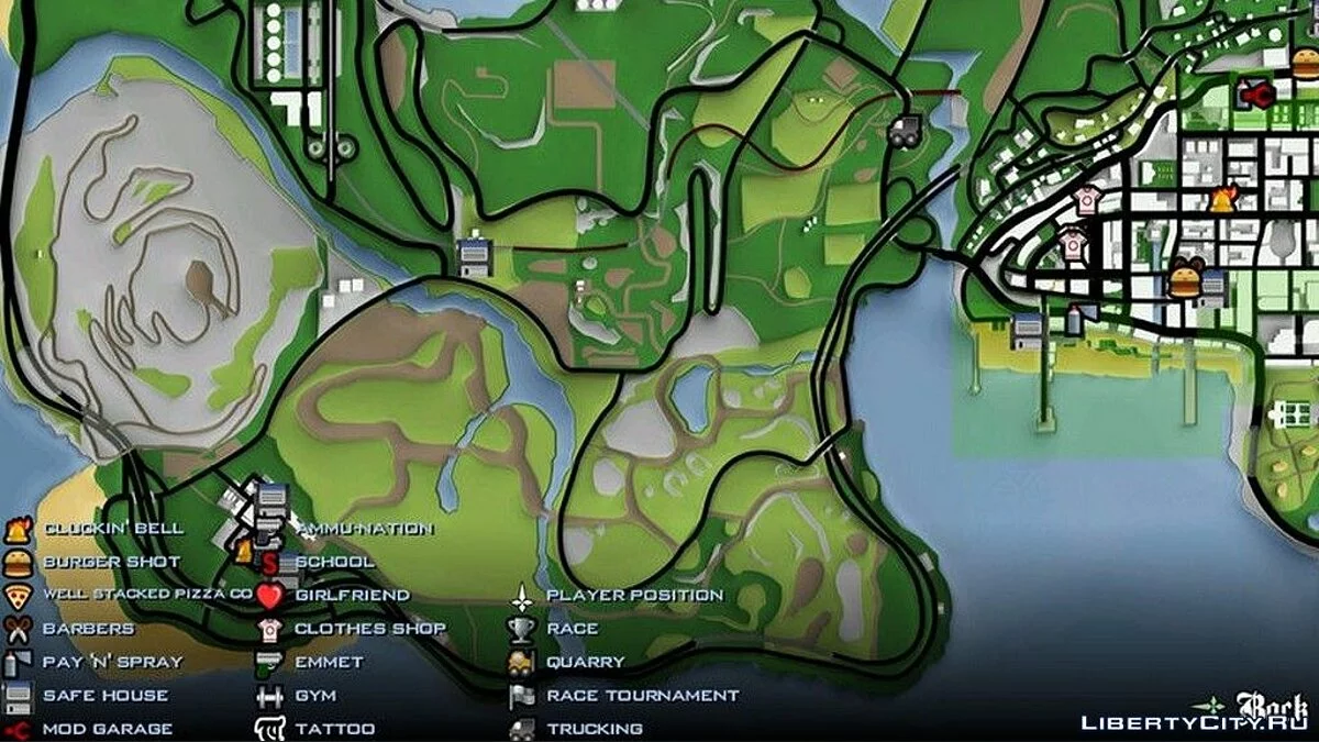 Mapa em resolução HD / GTA San Andreas (iOS, Android)