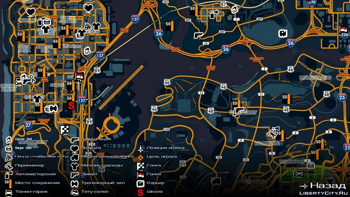 Peta dan radar bergaya balapan (Ada ikon) / GTA San Andreas (iOS, Android)
