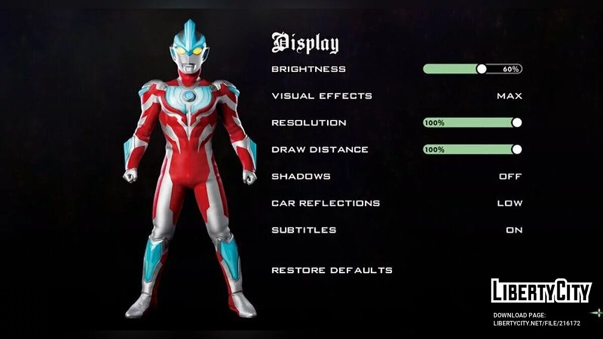 Menu & Layar Muat Ultraman / GTA San Andreas (iOS, Android)