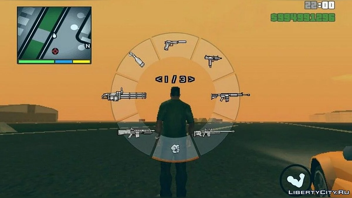 Pilihan Senjata, Mini-Peta, dan HUD seperti di GTA 5 / GTA San Andreas (iOS, Android)