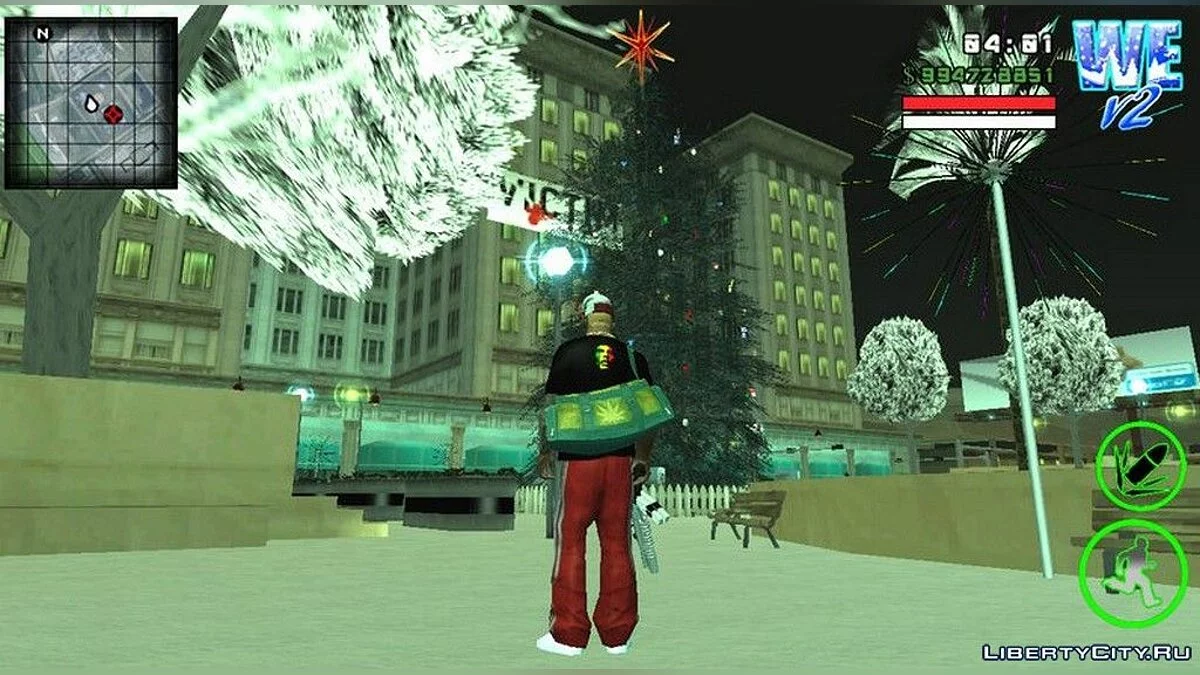 شجرة عيد الميلاد في ساحة بيرشينغ / GTA سان أندرياس (iOS، أندرويد)