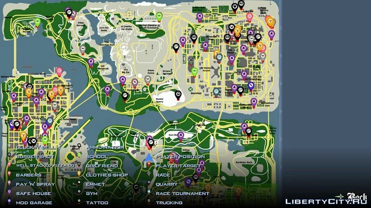 Нові маркери на радарі та карта Google Maps / GTA San Andreas (iOS, Android)