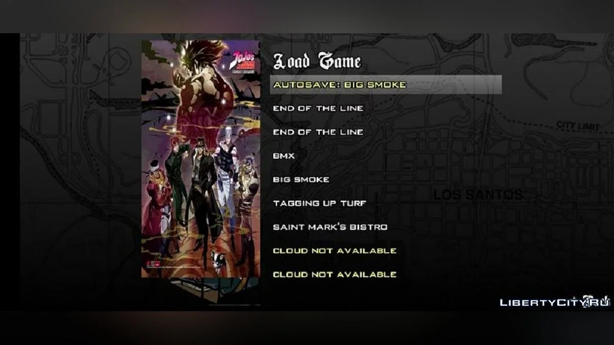 Меню та завантажувальний екран у стилі "JoJo's Bizarre Adventure" / GTA San Andreas (iOS, Android)