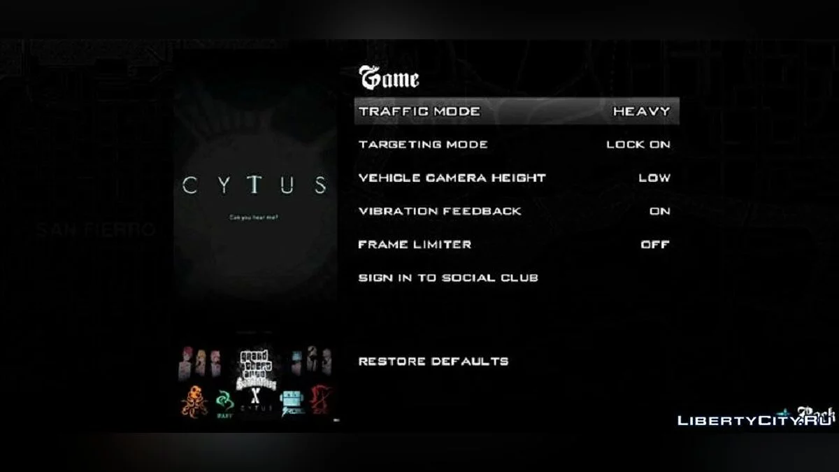 Nouveau menu dans le style de Cytus 2 / GTA San Andreas (iOS, Android)