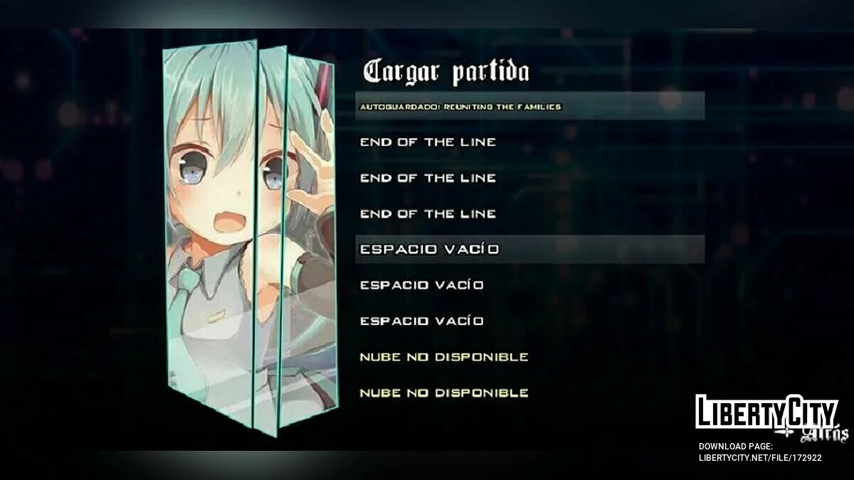 Menu from Hatsune Miku / GTA San Andreas (iOS, Android)