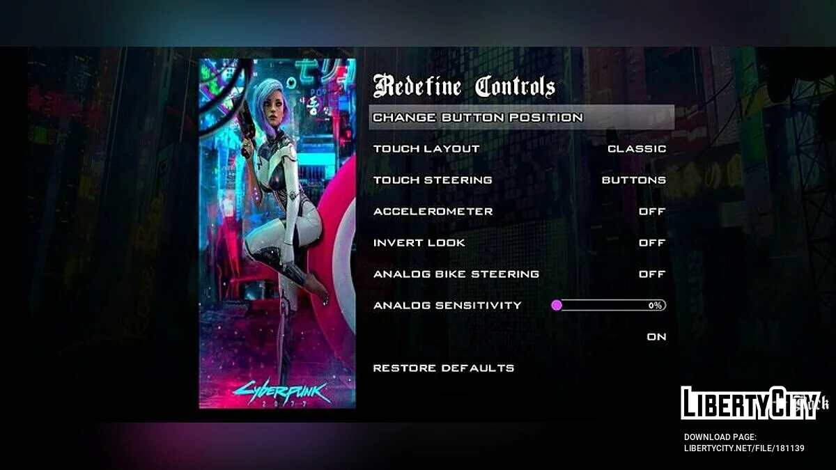 Меню та екран завантаження у стилі Cyberpunk 2077 HD / GTA San Andreas (iOS, Android)