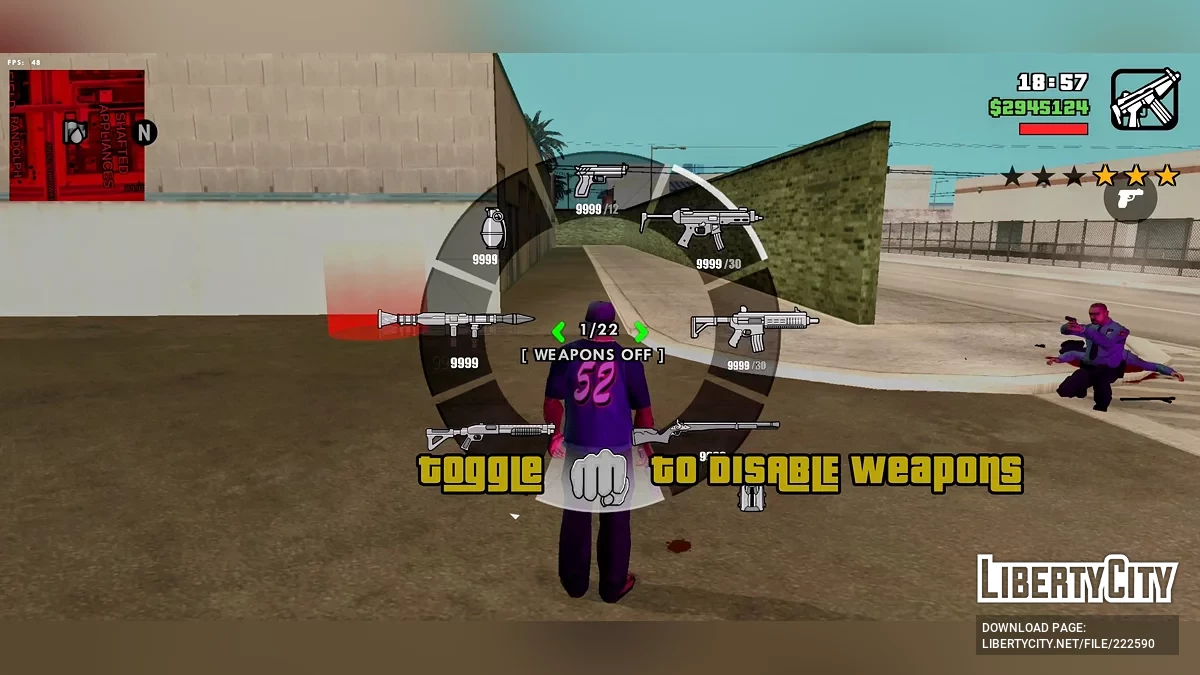 Roue d'armes et son comme GTA 5 (pour mobile + mise à jour) / GTA San Andreas (iOS, Android)