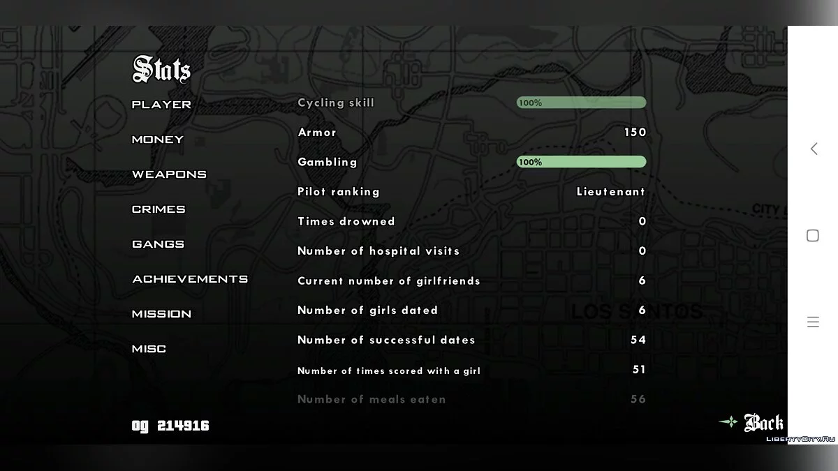 GTA SA Android Збереження від Bunik v2 - 100% збереження / GTA San Andreas (iOS, Android)