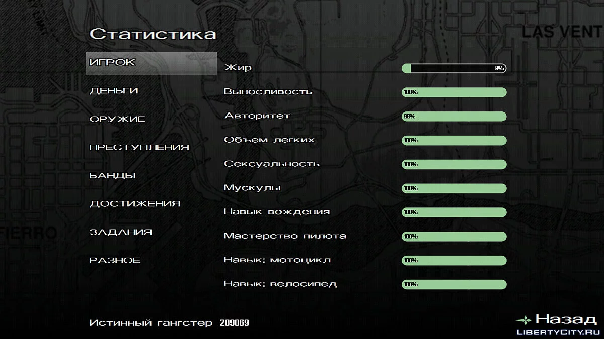 The game is 100% completed (Everything collected and pumped) / GTA San Andreas (iOS, Android)
