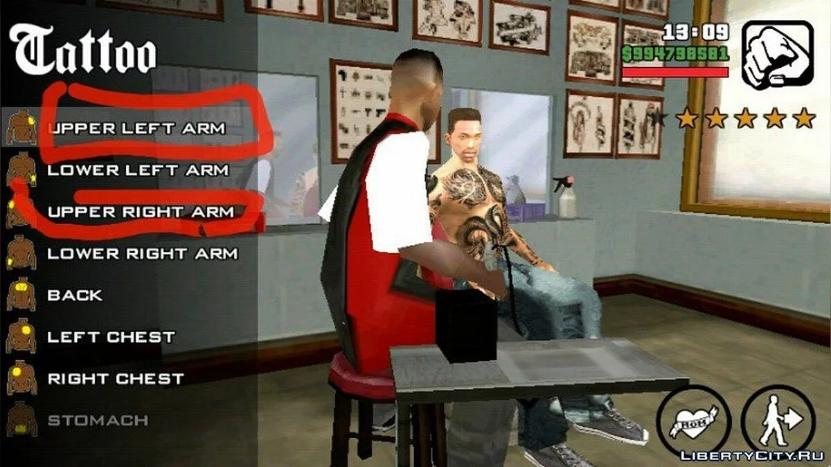 White Skin for CJ + Tattoos / GTA San Andreas (iOS, Android)