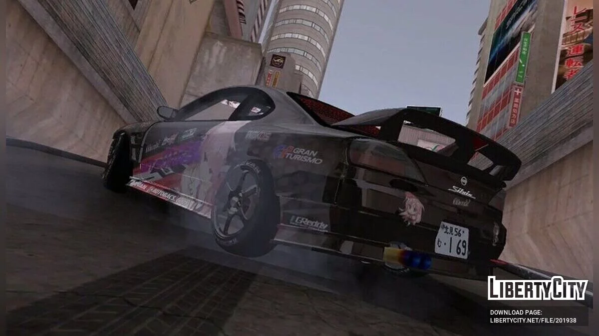 Nissan Silvia S15 Itasha with drift settings / GTA San Andreas (iOS, Android)