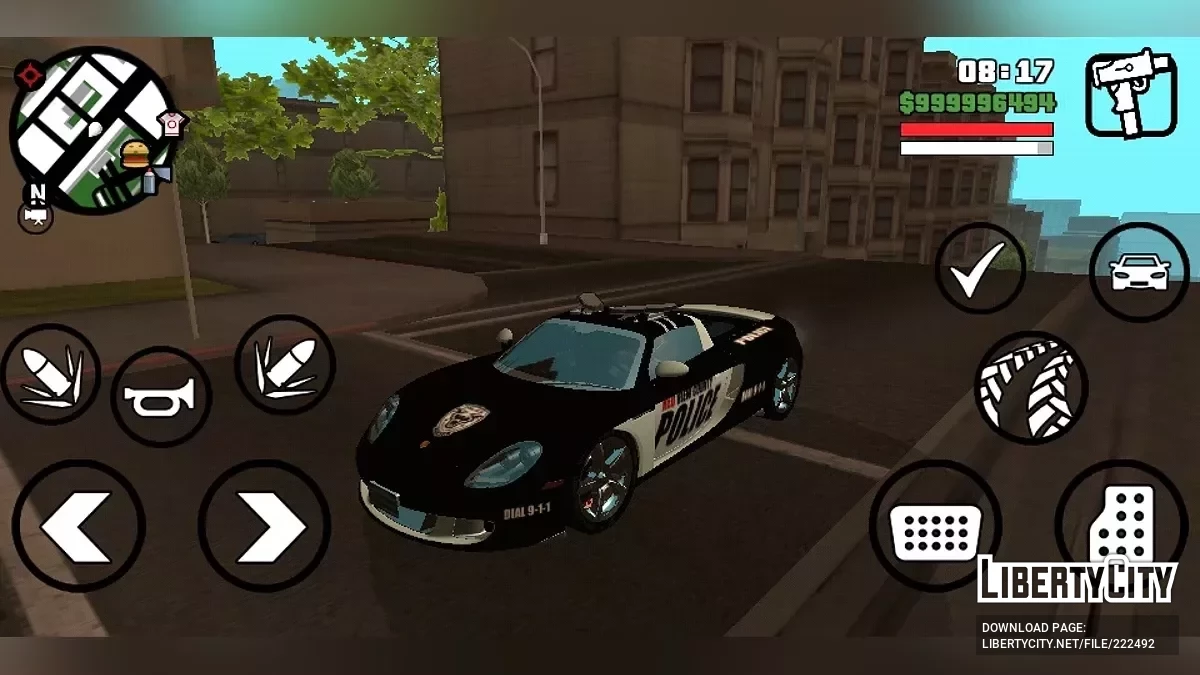 Porsche Carrera GT cop and racer from NFS Rivals / GTA San Andreas (iOS, Android)