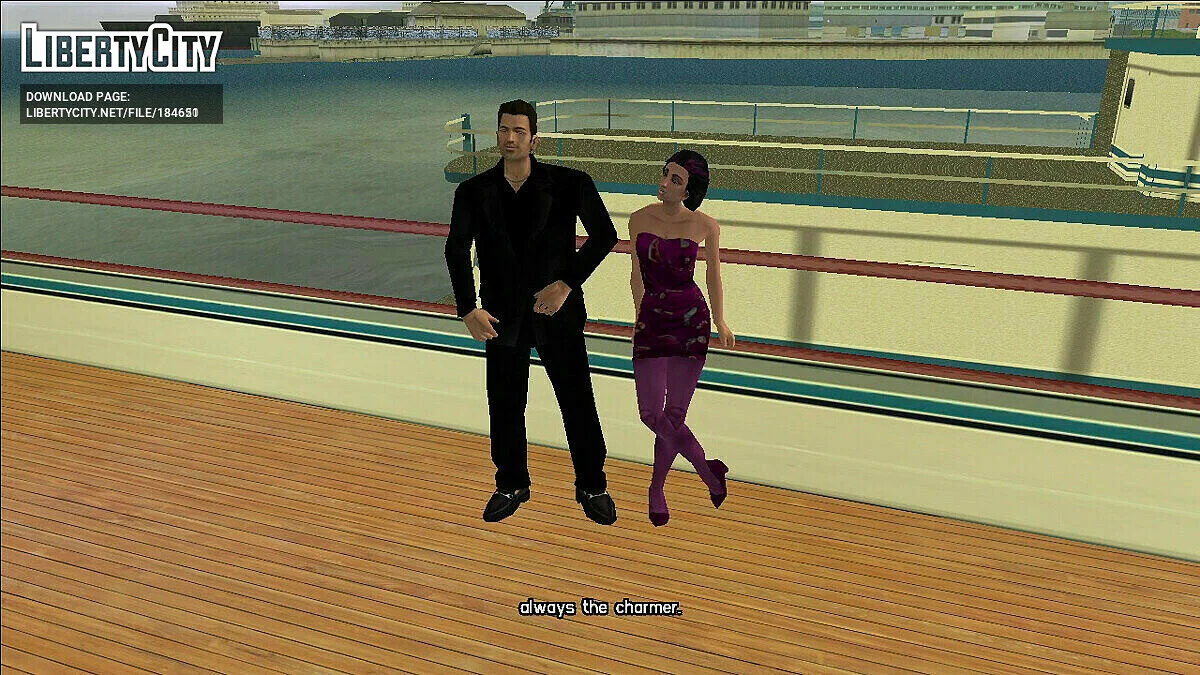 Tommy Versetti with an extra coat in a Hawaiian shirt / GTA Vice City