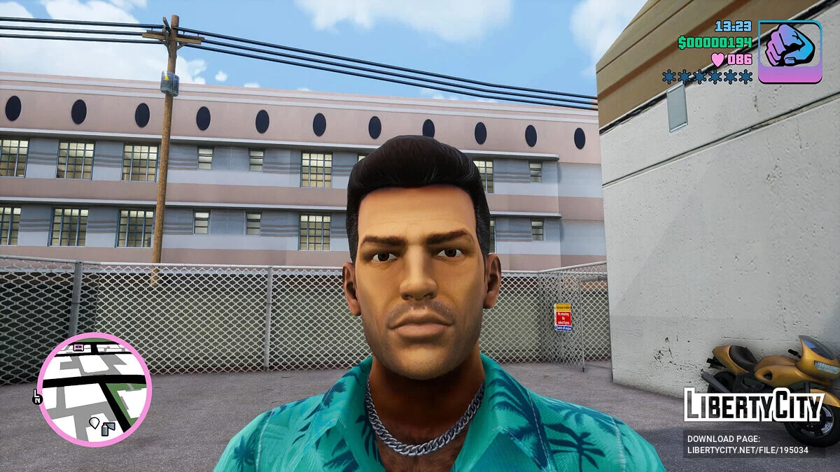 Tommy yang diperbarui dalam gaya klasik / GTA Vice City: The Definitive Edition
