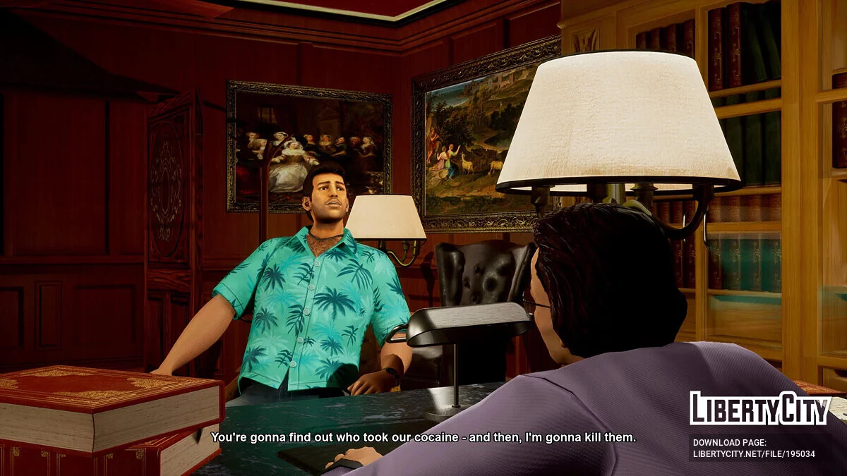 Tommy yang diperbarui dalam gaya klasik / GTA Vice City: The Definitive Edition