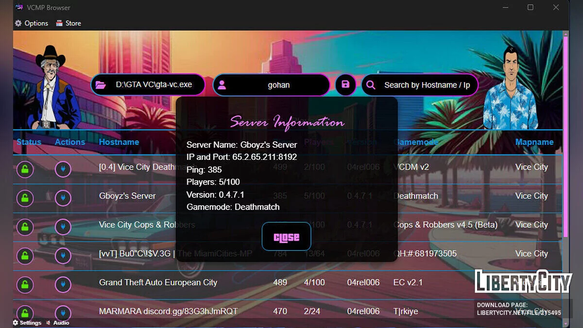 Megamind's VCMP Browser / GTA Vice City