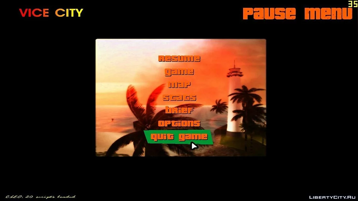 Radar cuadrado y nuevo menú / GTA Vice City