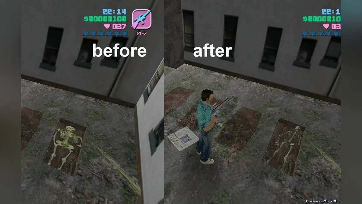 Esqueleto aprimorado em Pequeno Haiti / GTA Vice City