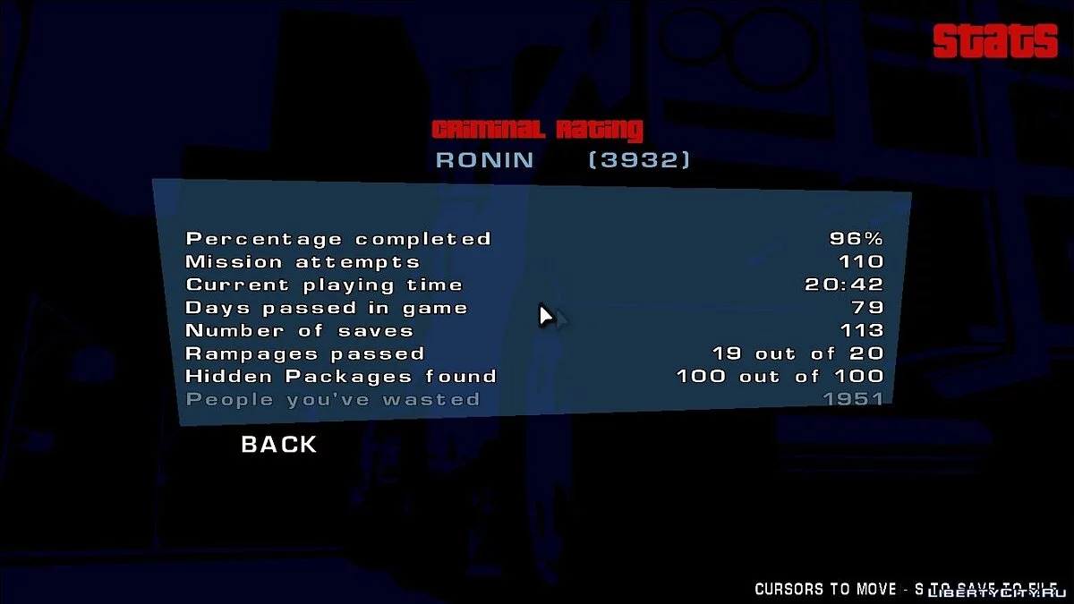 96% Save for GTA Re:Liberty City Stories Beta 5.0 / GTA Vice City