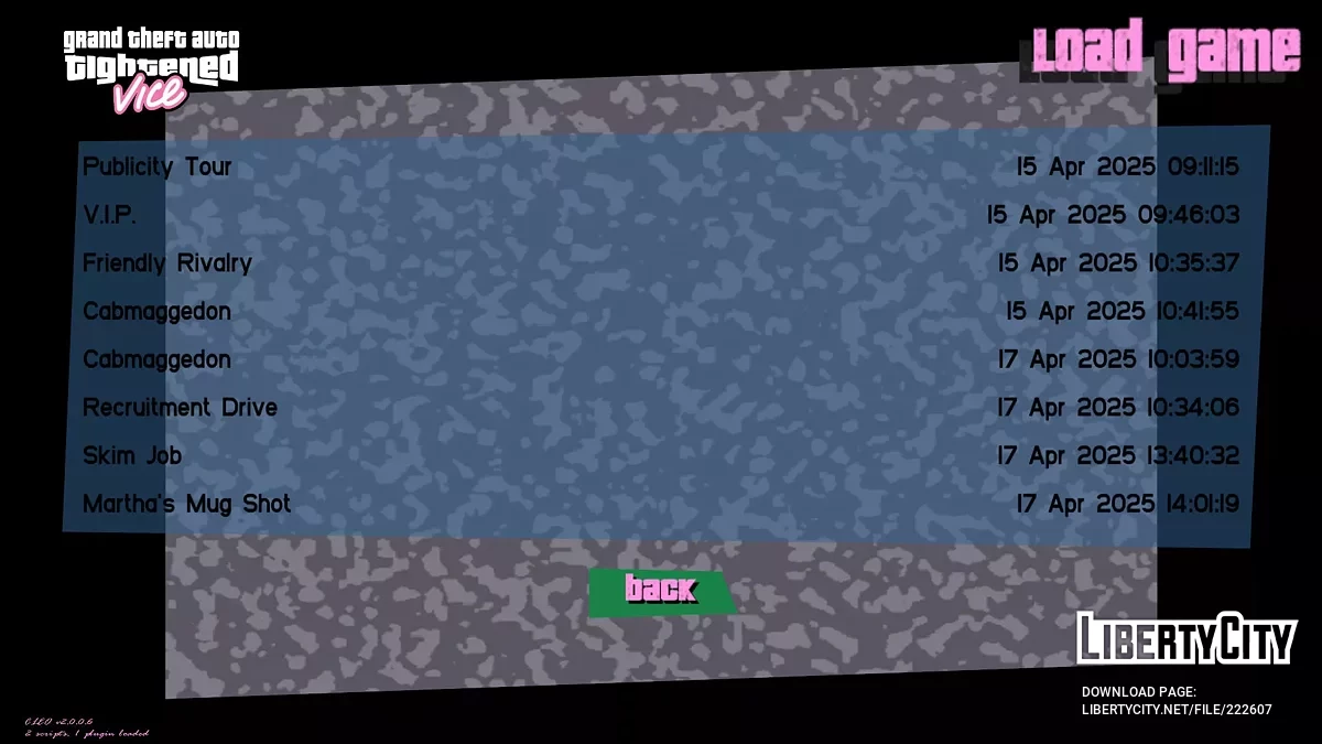 Saves after each mission in GTA Tightened Vice (v.2.4) / GTA Vice City