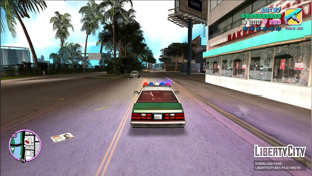 Wanted star for driving with a flashing lights / GTA Vice City