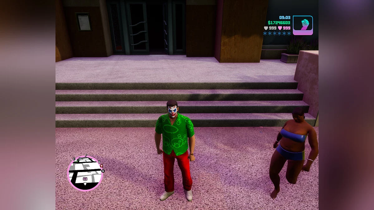 Two versions of the Joker / GTA Vice City: The Definitive Edition