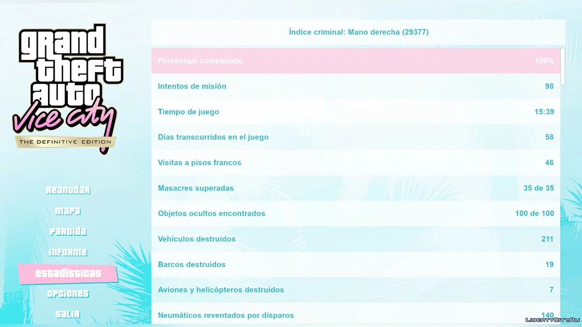 Salvar 100% para Vice City / GTA Vice City: The Definitive Edition