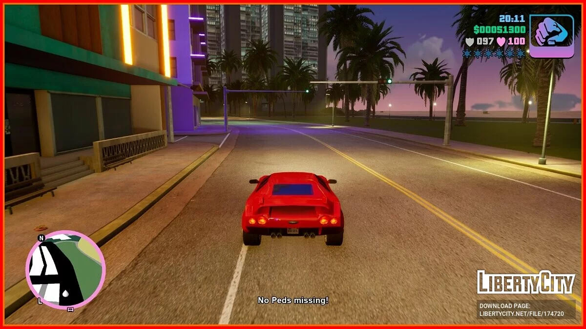 Відключення трафіку (немає людей і транспорту) / GTA Vice City: The Definitive Edition