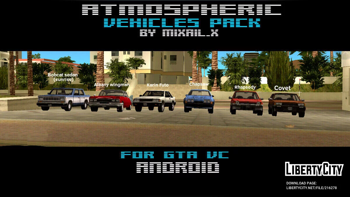 Coleção de carros atmosféricos no estilo Vice City / GTA Vice City (iOS, Android)