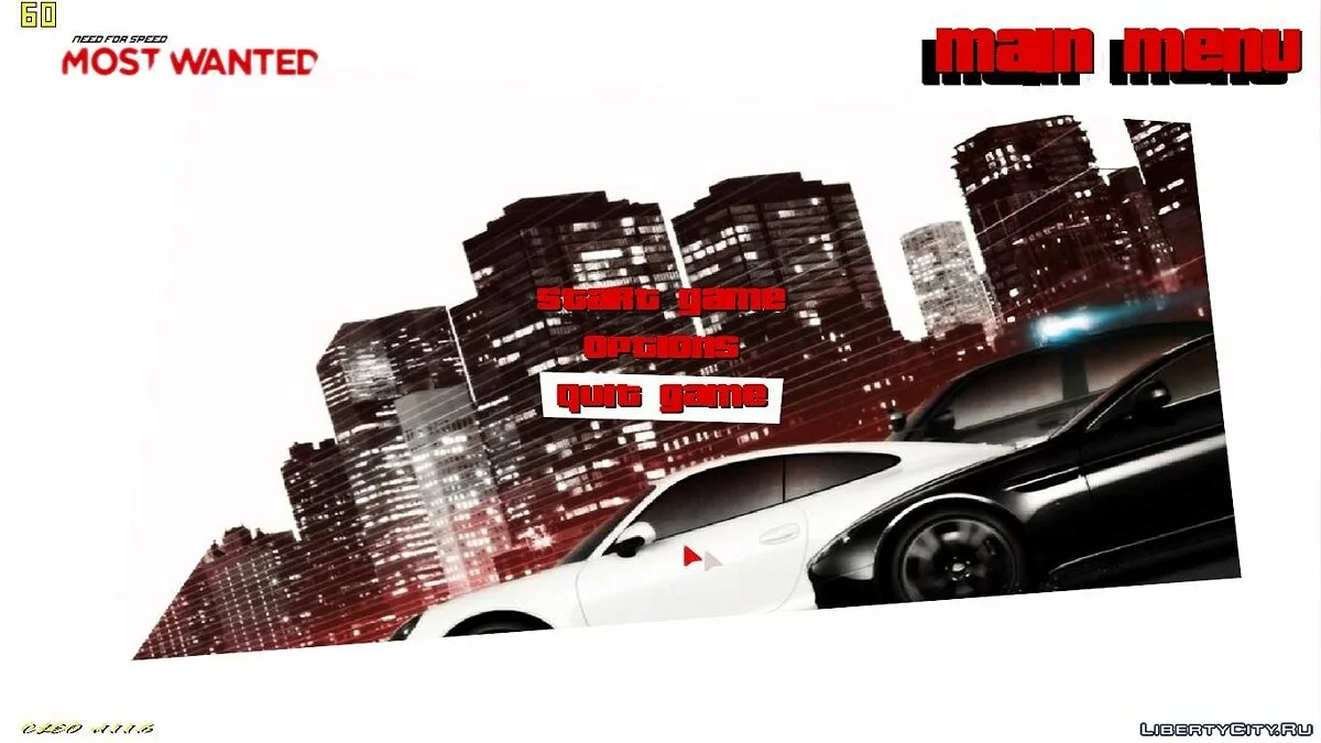 NFS Most Wanted 2012 Style Menu / GTA Vice City
