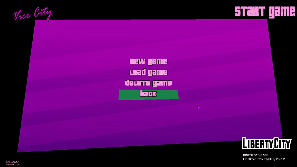 New background, logo and cursor in the menu / GTA Vice City