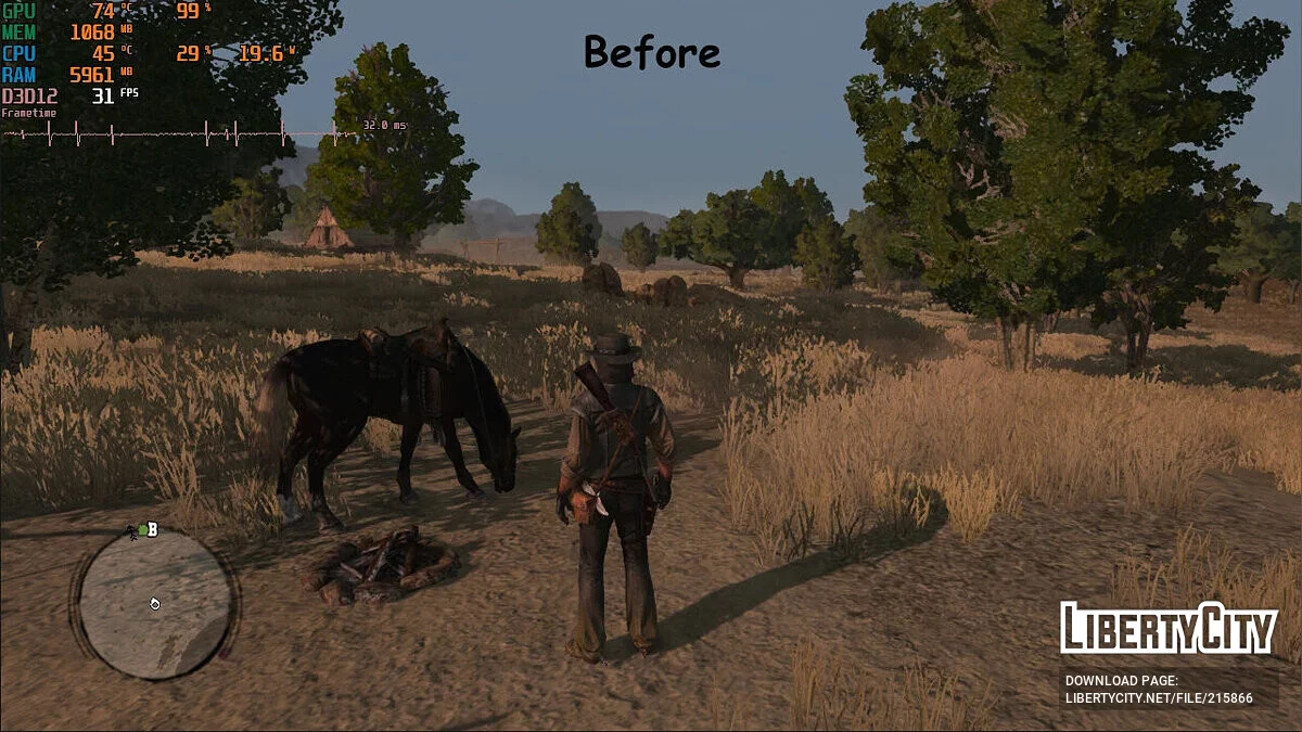 Немає трави та дерев (Збільшення FPS) / Red Dead Redemption