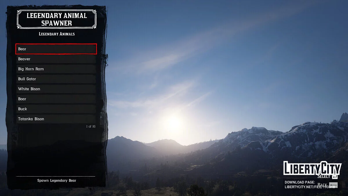 Legendary Animal Spawner [1.0.6] / Red Dead Redemption 2