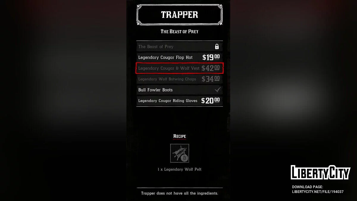 Somente caça lendária [1.0] / Red Dead Redemption 2