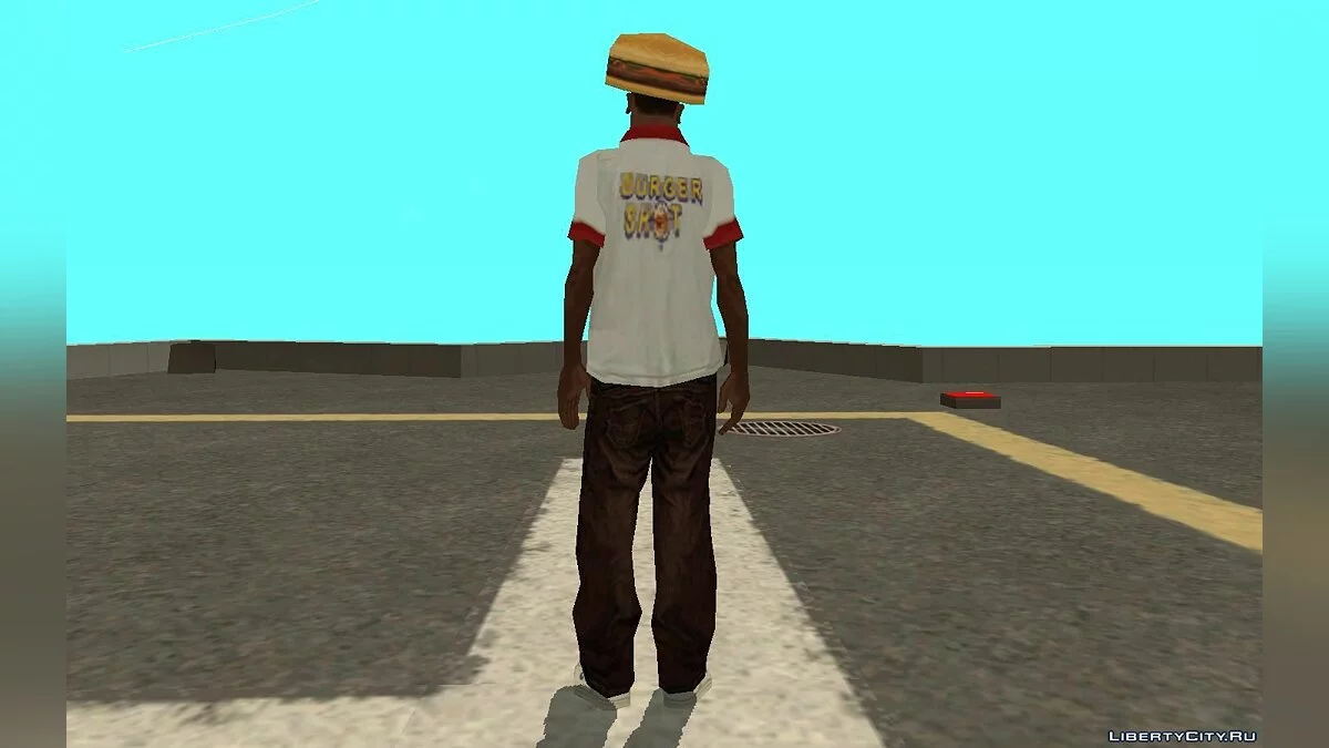 Карл Джонсон в одязі працівника Бургер Шот / GTA San Andreas