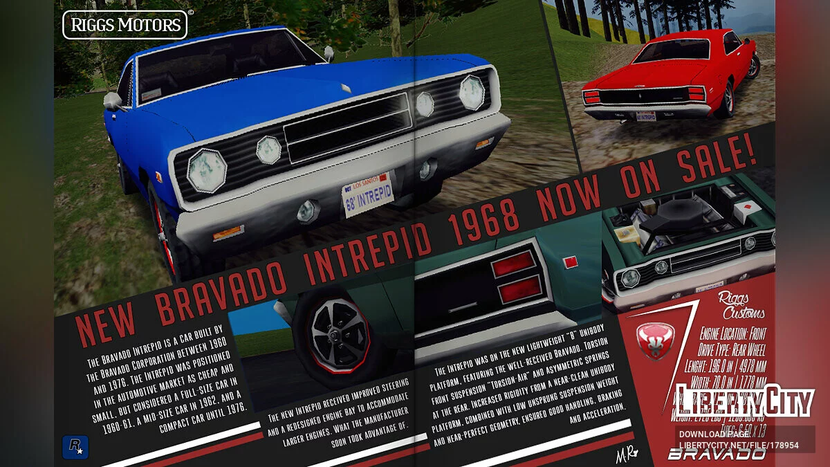 Bravado Intrepid V8 RR 1968 / GTA San Andreas