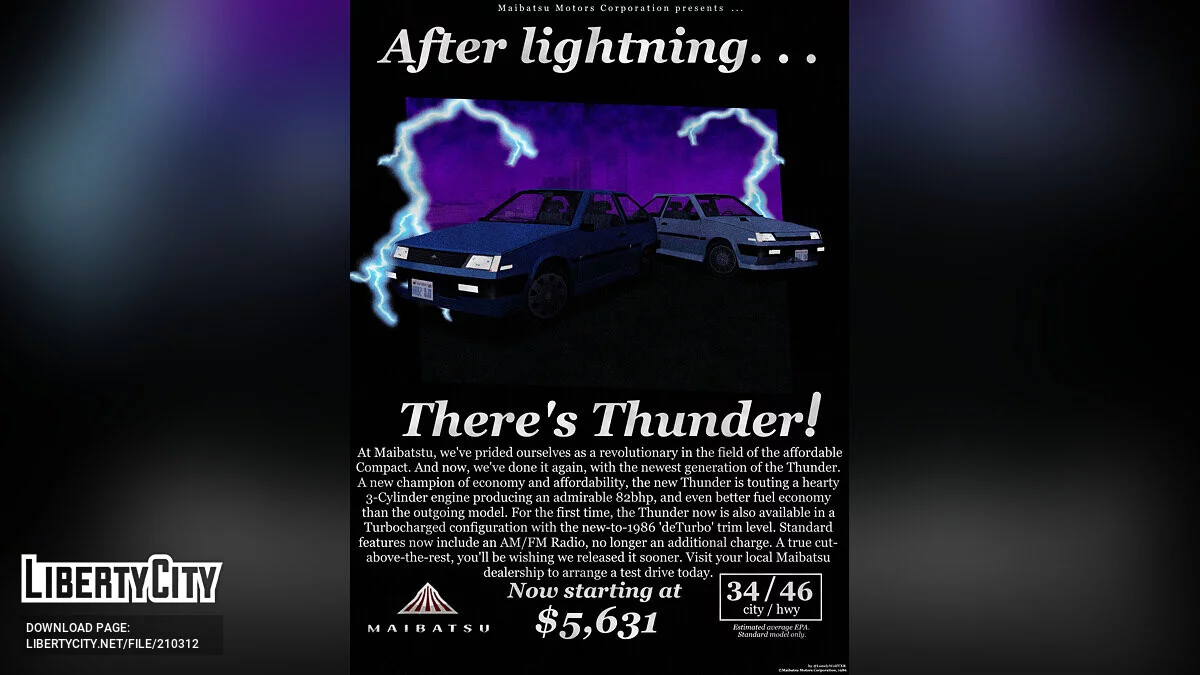 '86 Maibatsu Thunder & Bravado Dawn Pack / GTA San Andreas