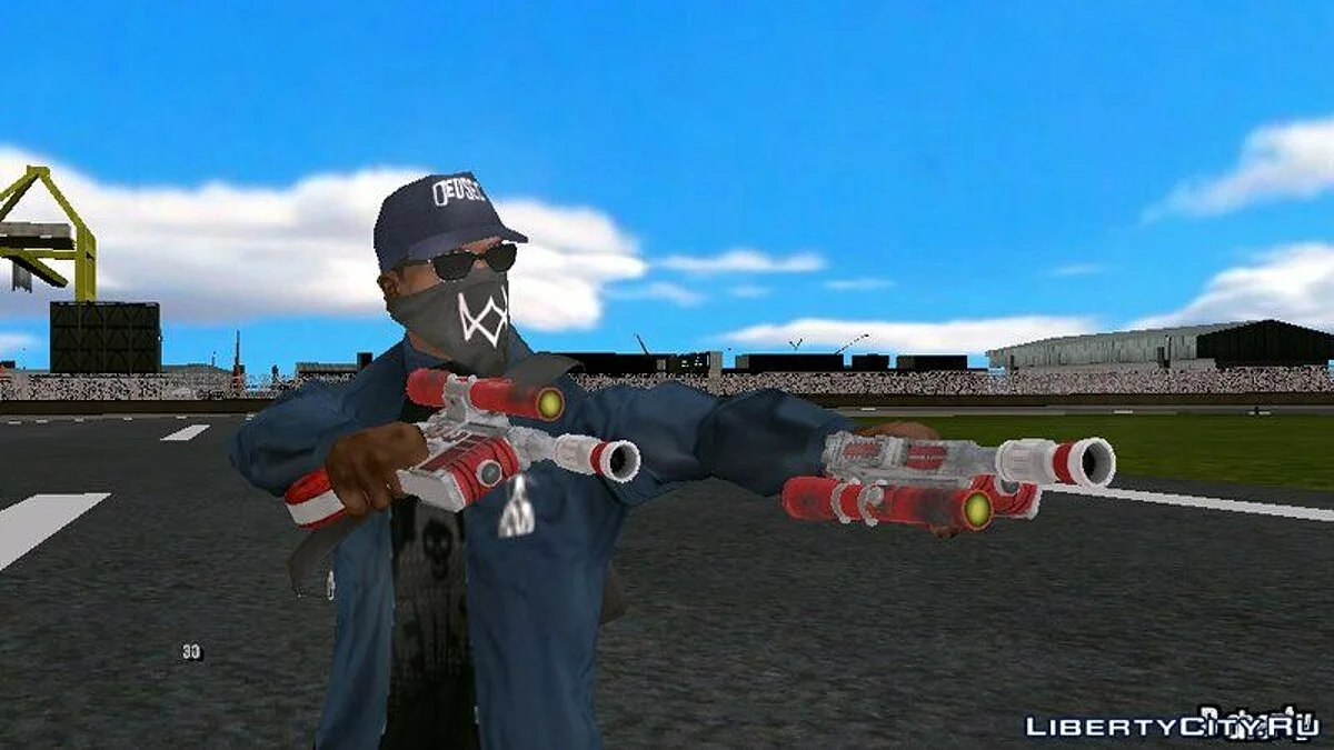 A collection of weapons from Saints Row 4 / GTA San Andreas