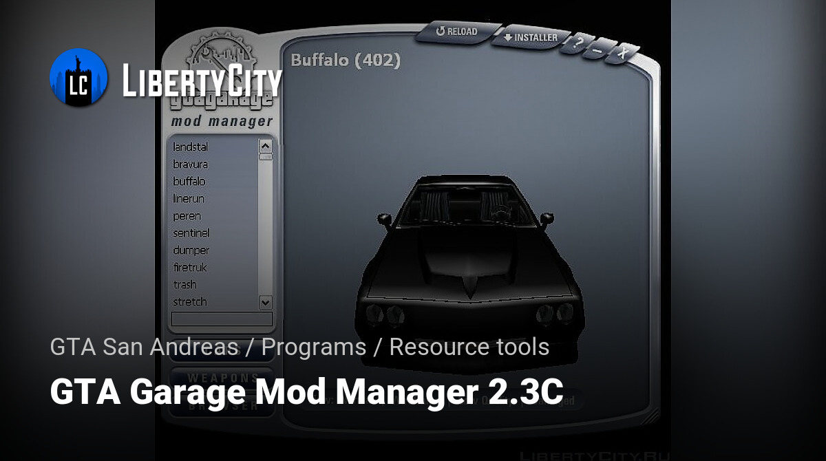 Mods GTA San Andreas: GGMM - GTA Garage Mod Manager
